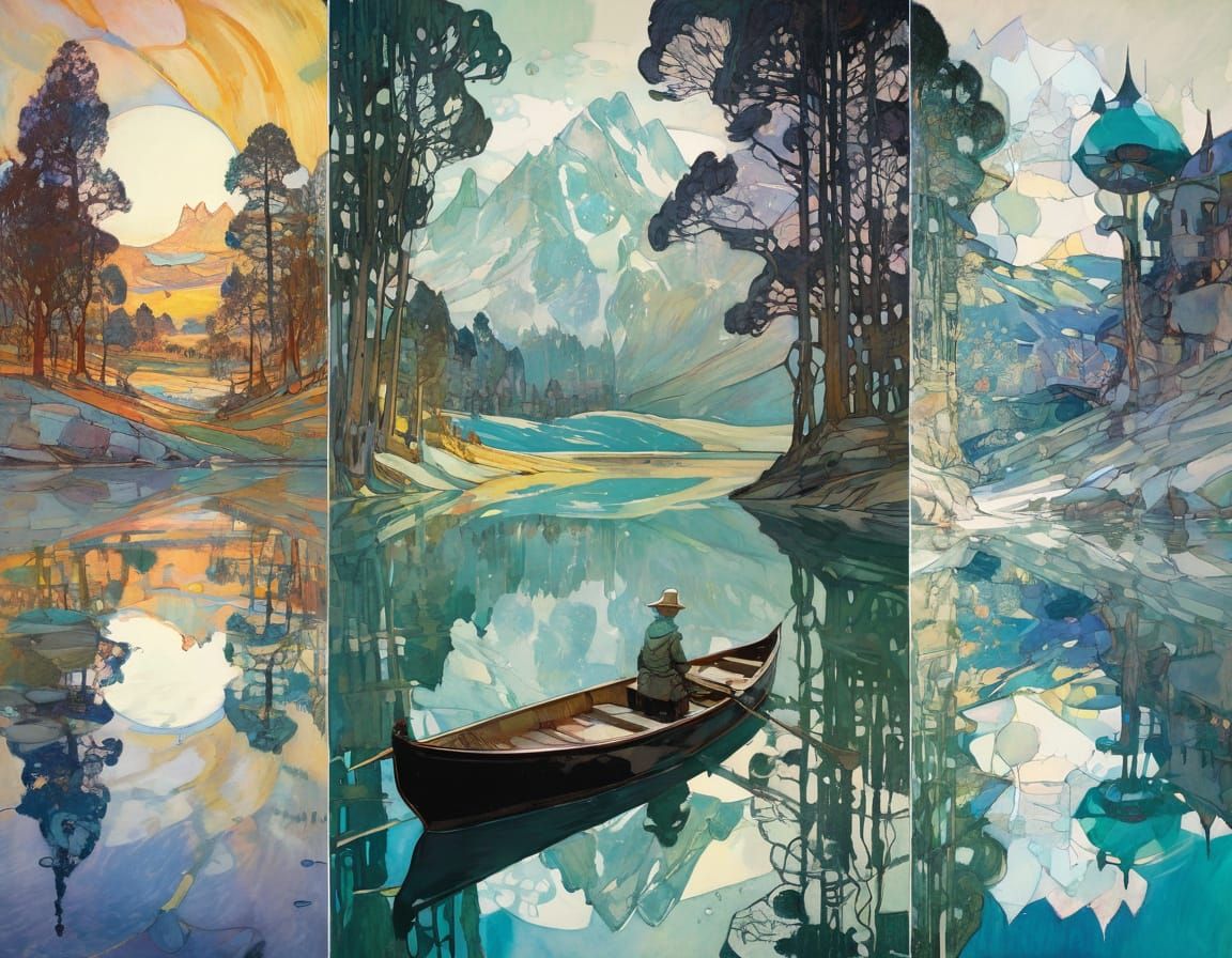 Vibrant Lake of Glass in Triadic Colors