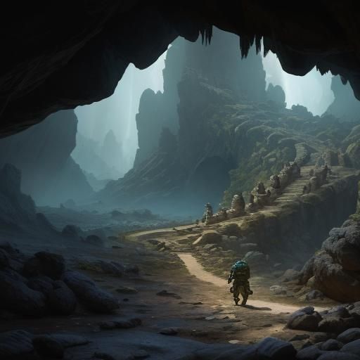 Monitor Lizard in Cave: Digital Matte Painting