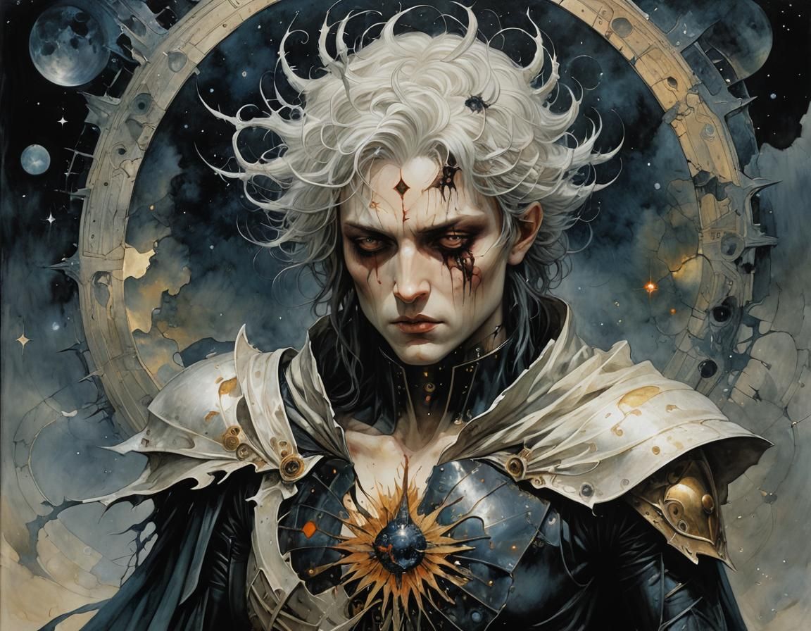 Broken Heart in Shattered Cosmos, Watercolor Art