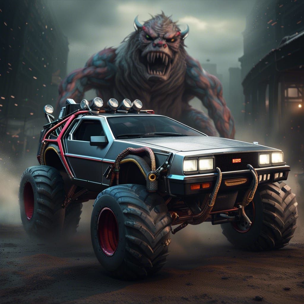 DeLorean DMC 12 as an Angry Monster Truck