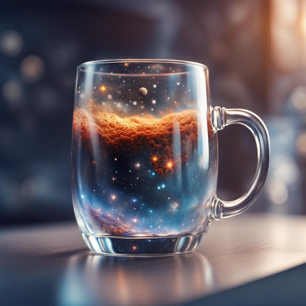 Cosmic Universe Captured in a Glass Mug