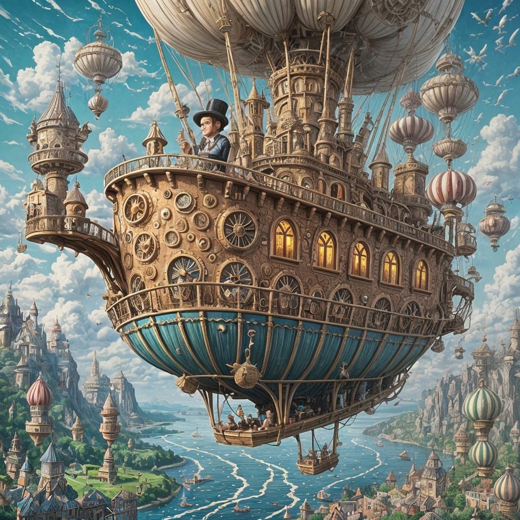 Steampunk Teacup Airship Soars Through Candy Sky
