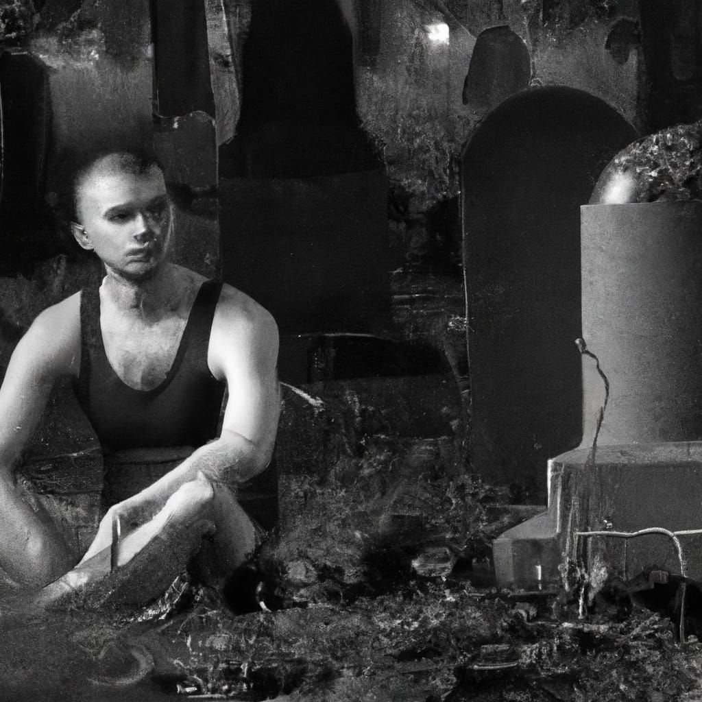 Hyperrealistic Graveyard Portrait in Black and White