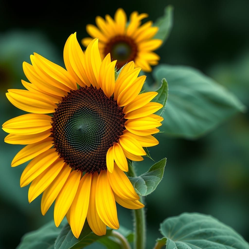 Whimsical Sunflower in Eight-Pointed Spiral
