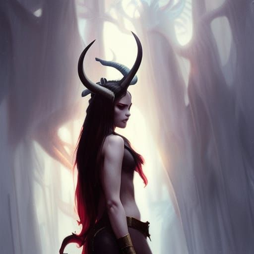 Damn girl with horns and a tail