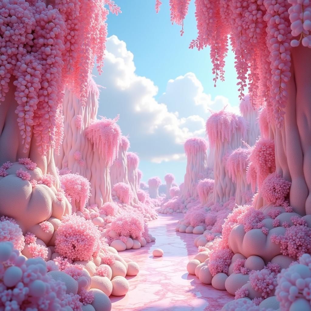 Wisteria Dreamscape in Pastel Candy Art Style