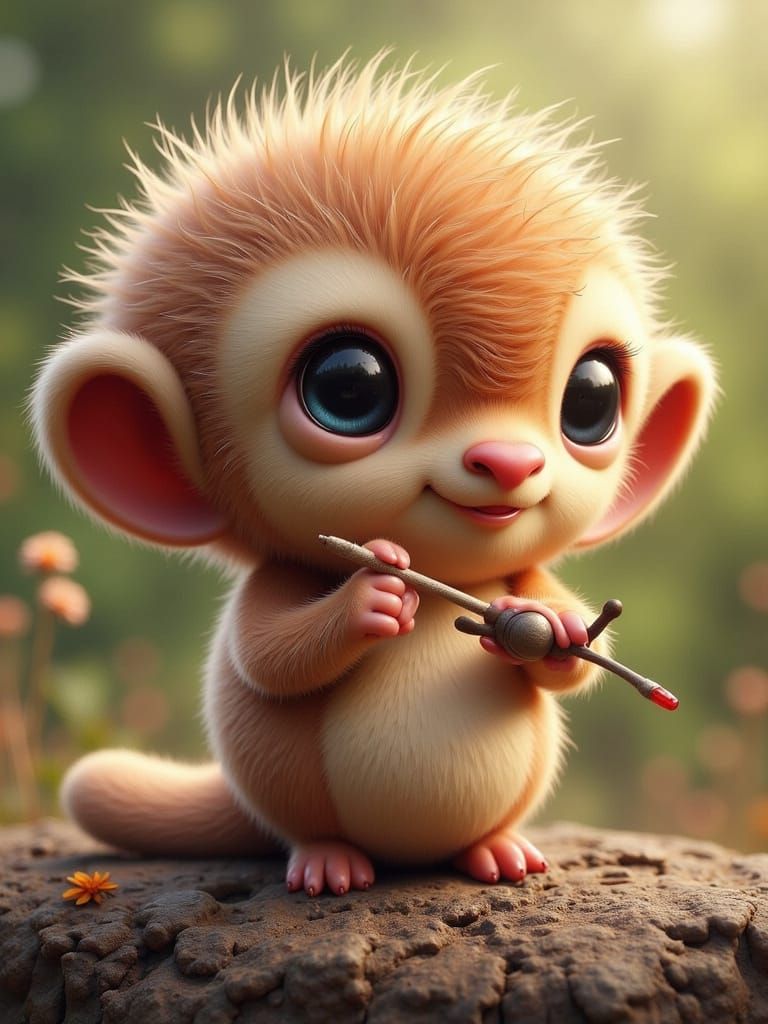 Cute Snail Inspects Flower with Magnifying Glass