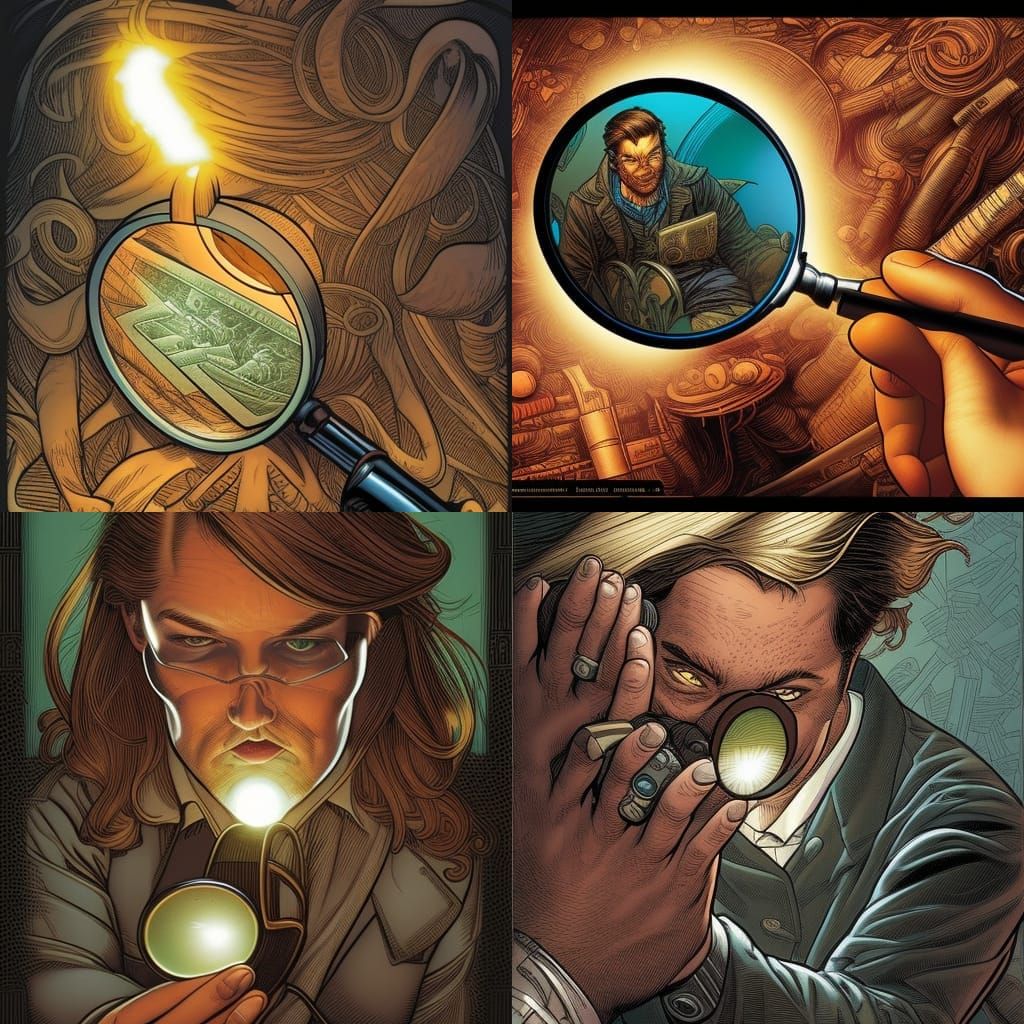 Magnifying Glass in Comic Book Art Style
