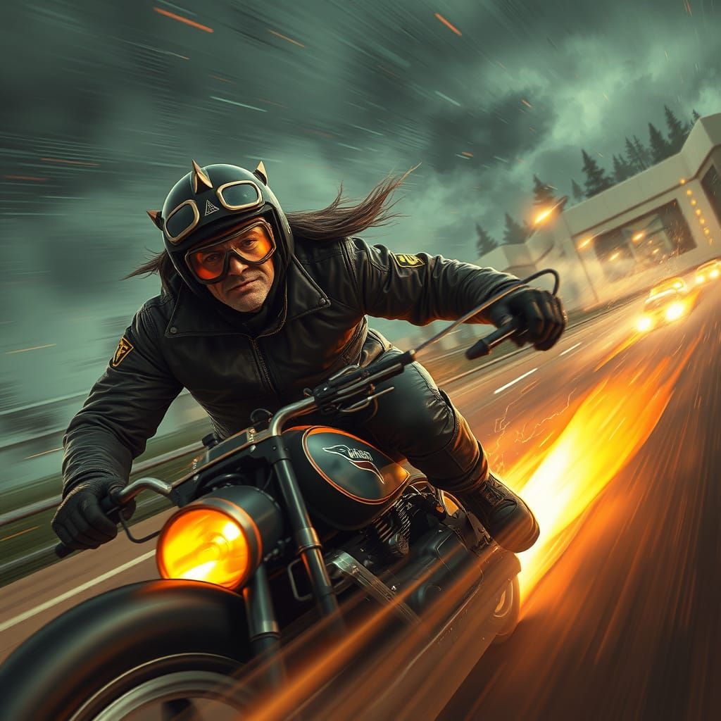 Speed Demon Races Through Stormy Cyberpunk Night