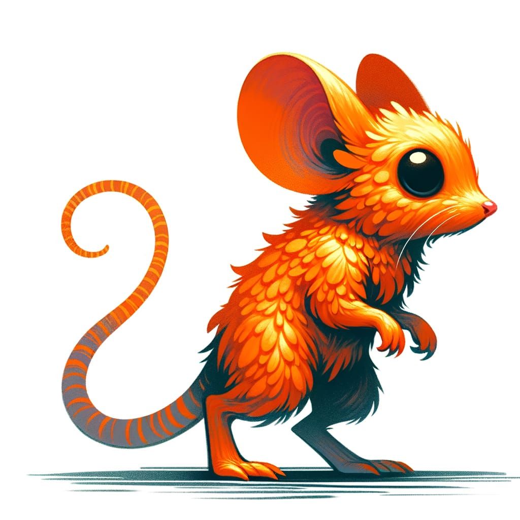 Orange Mouse-Cat Hybrid Creature