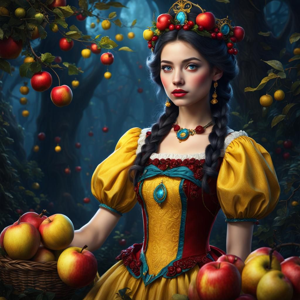 Snow White with Apple: Detailed Matte Painting