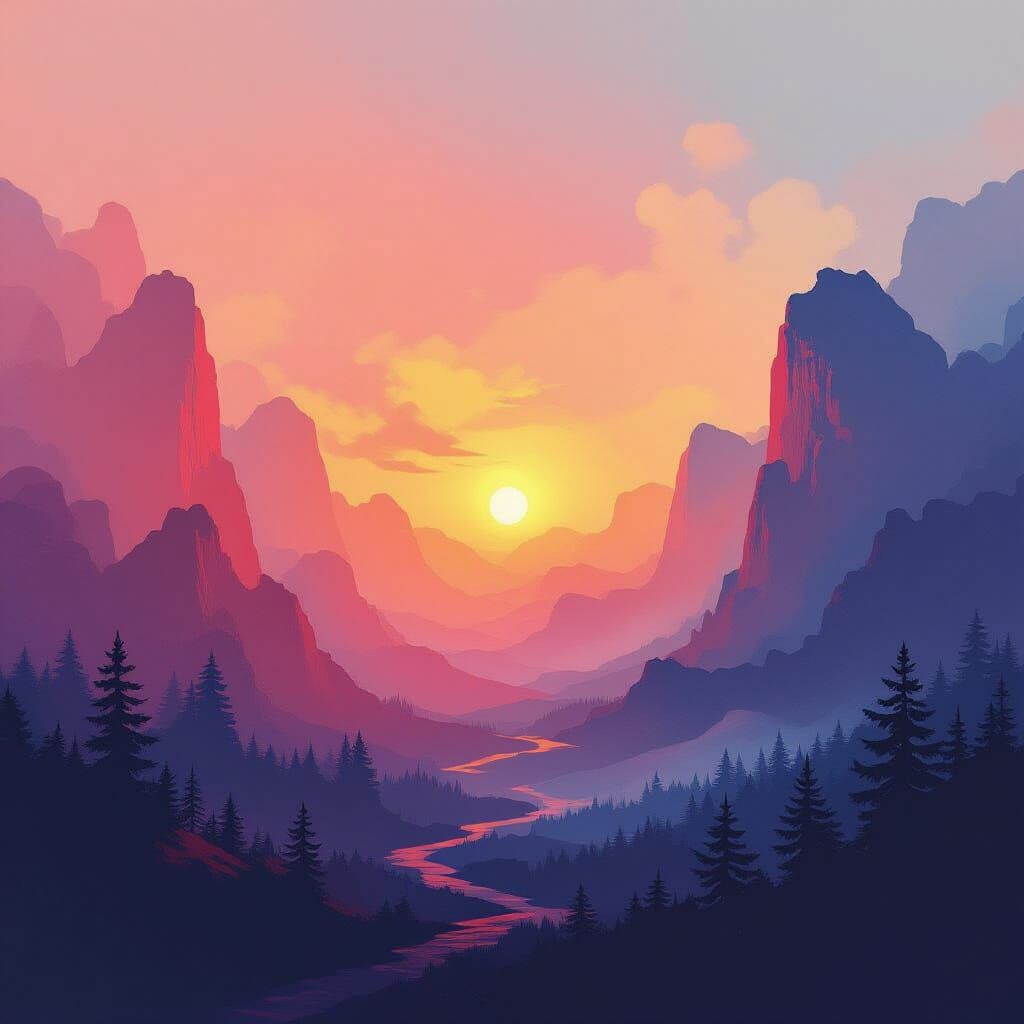 Abstract Gradient Dreamscape in Surreal Style