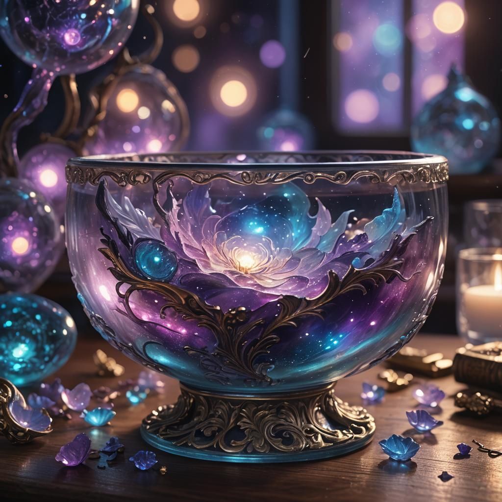 Universe in Glass Bowl: Surreal Digital Art
