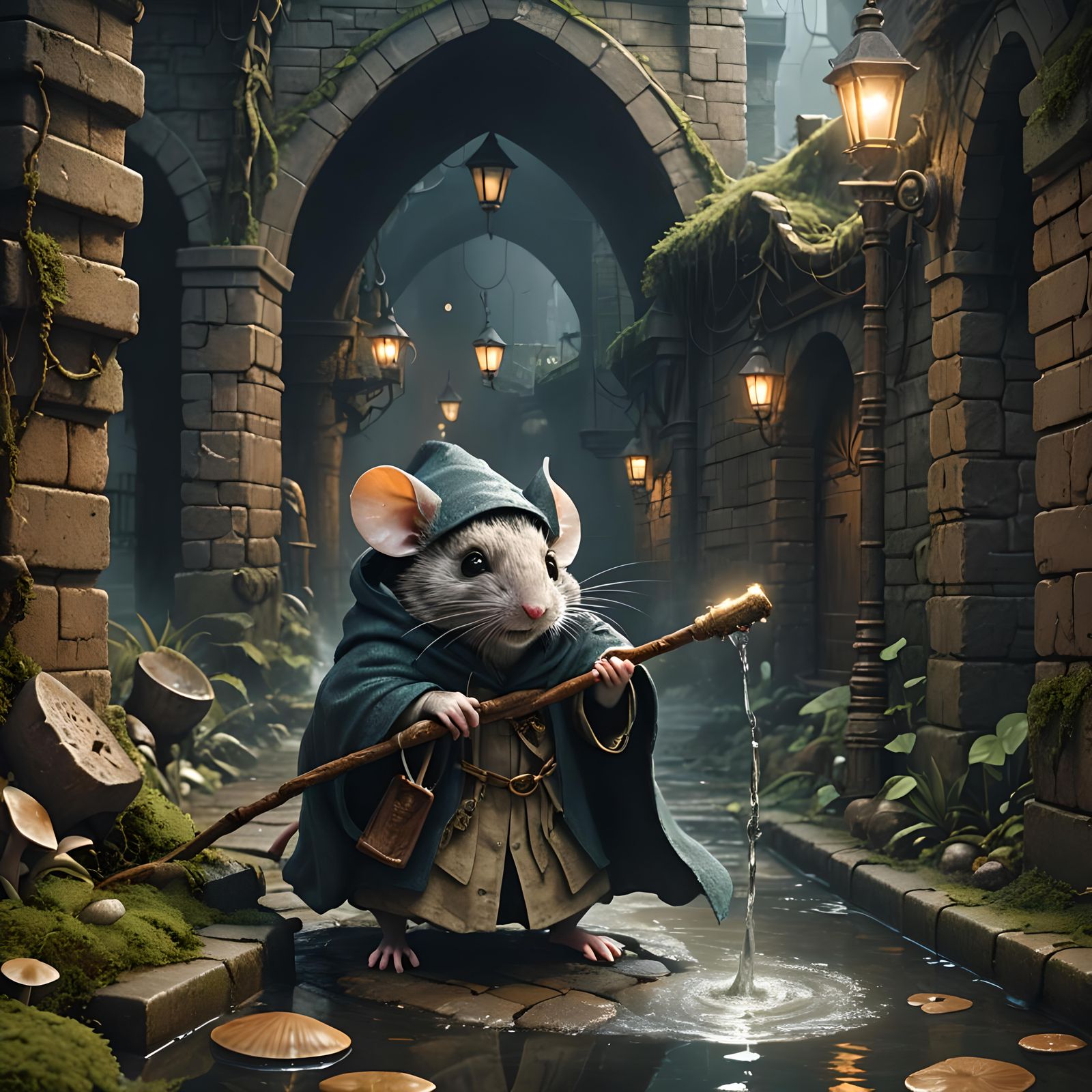 Wise Mouse on a Sewer Journey