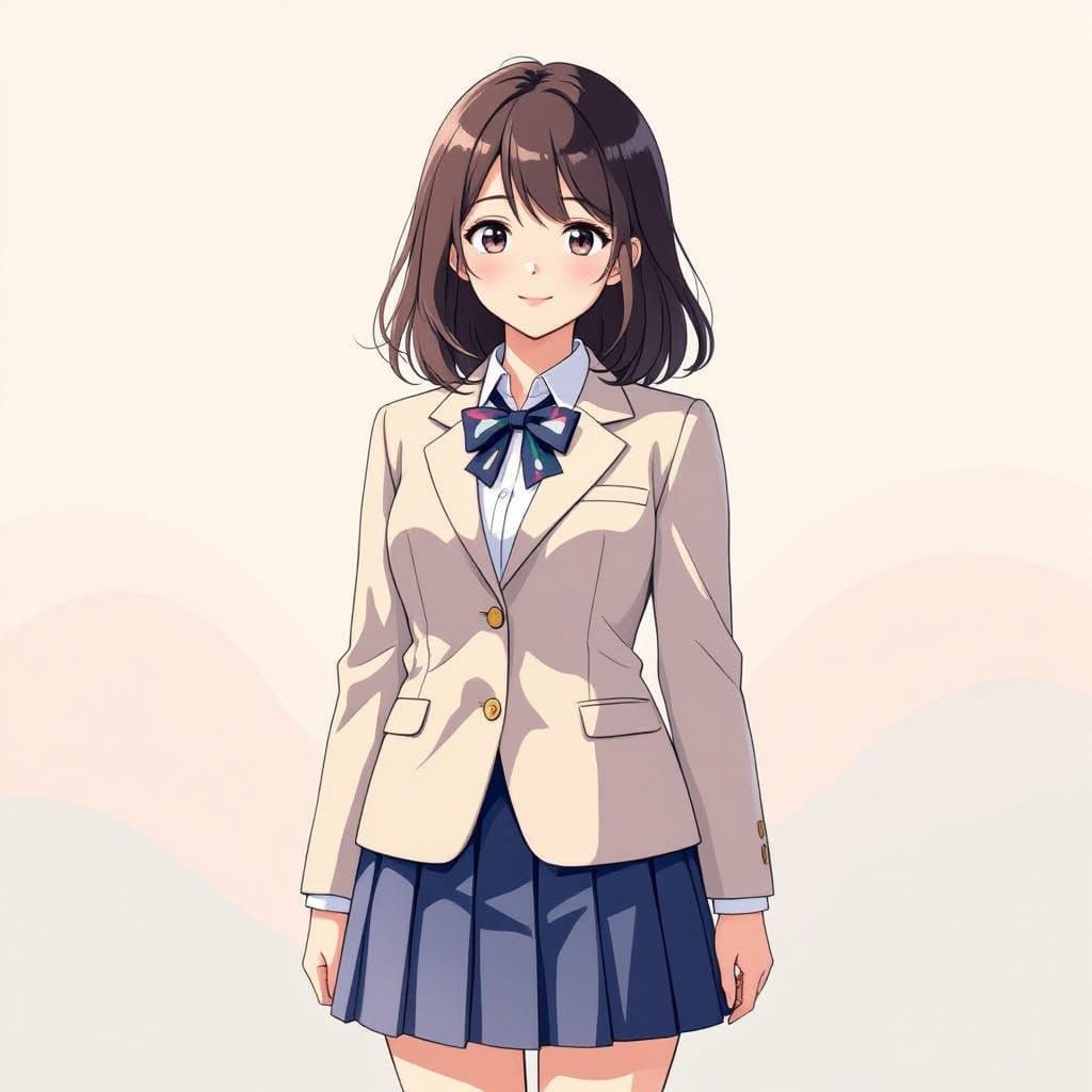 Delicate Schoolgirl in Pastel Hues