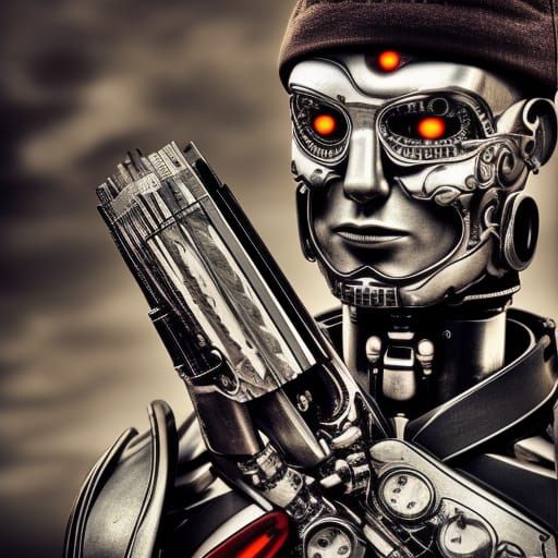 Hyperrealistic Cyborg Magician in HDR