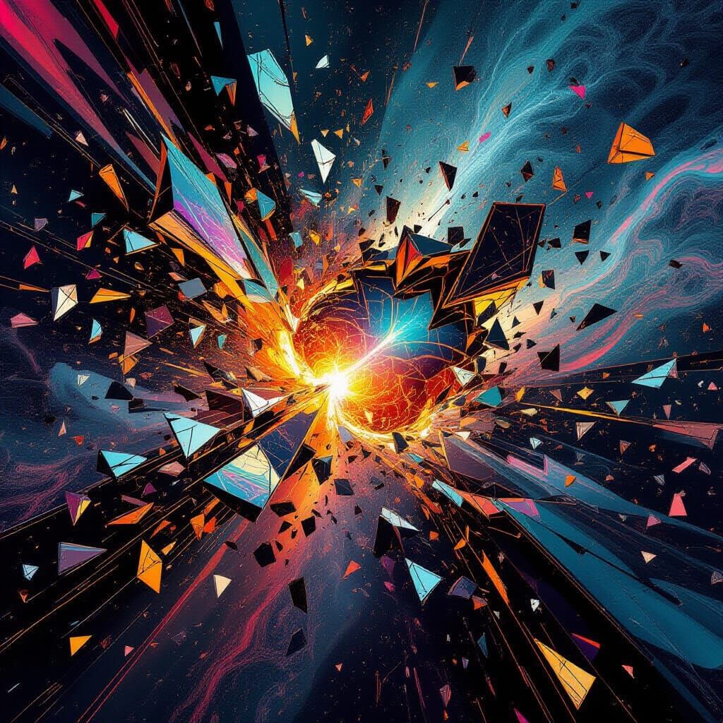 Abstract Molten Metal Vortex in Iridescent Hues