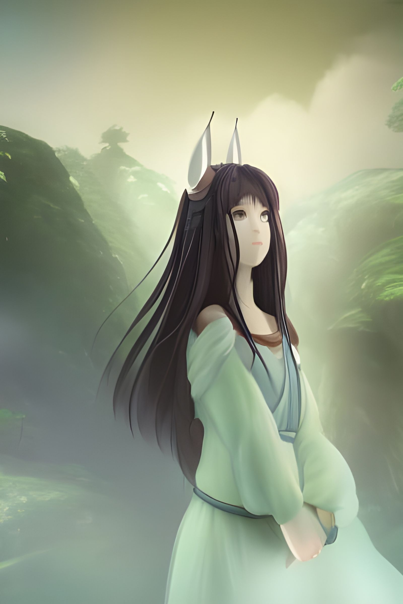 Steampunk Horse Goddess in Anime Style