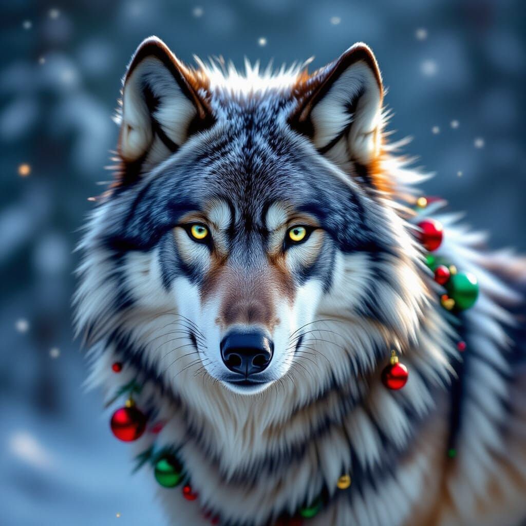 Majestic Wolf in Festive Hues