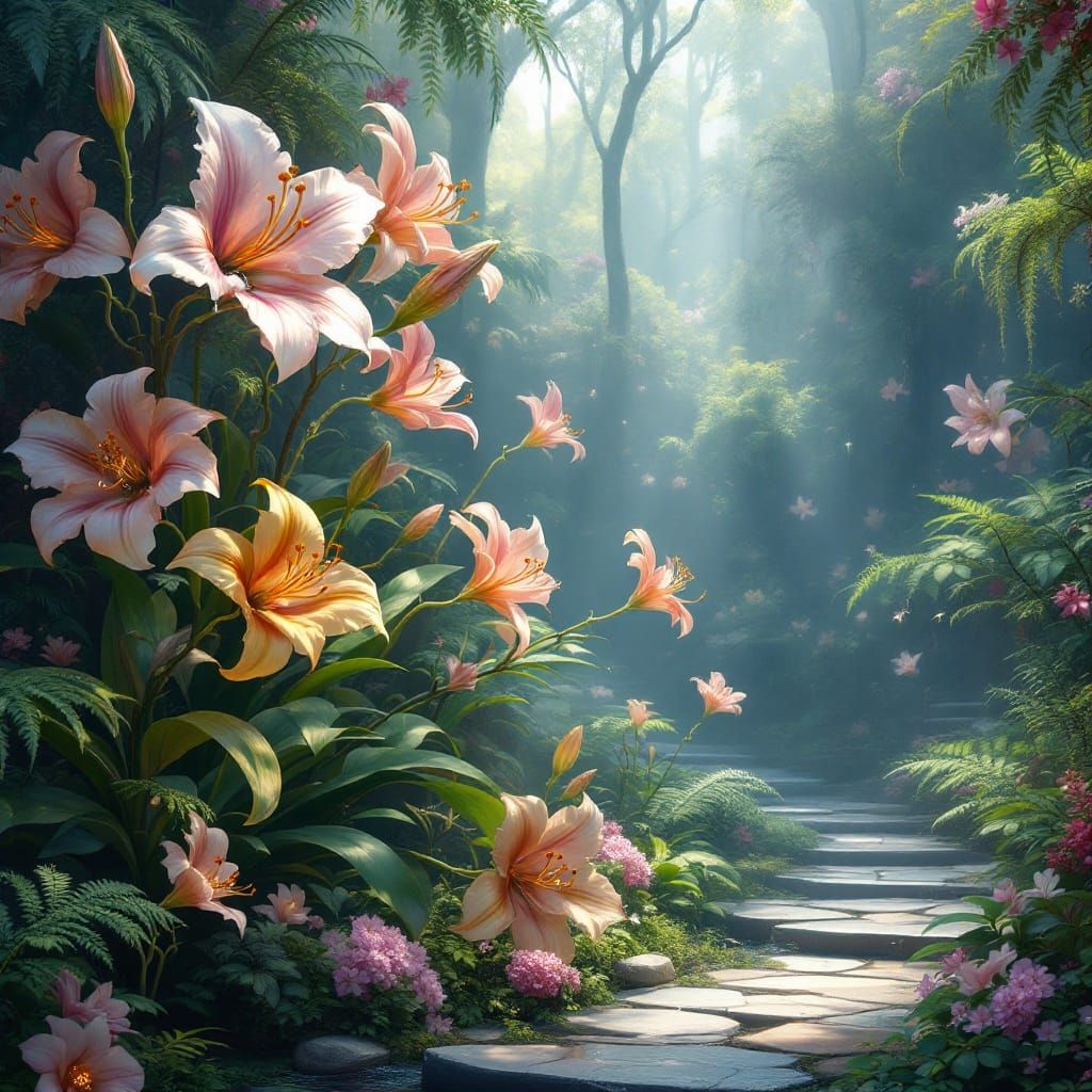 Surreal Botanical Garden Meets Futuristic Industrial Element...