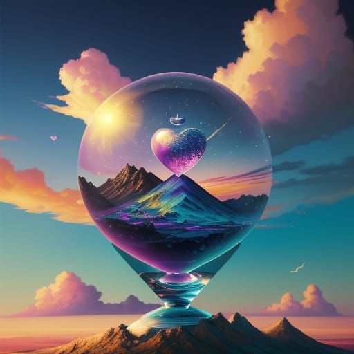 Stardust Hourglass with Teal Halo and Sunset