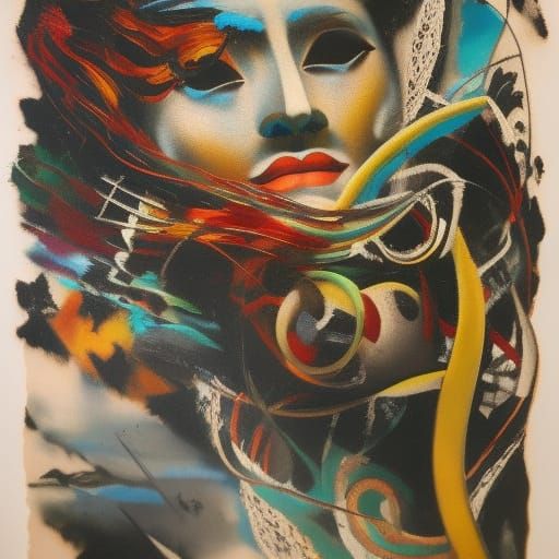 Trash Polka Tattoo: Roaring Lion Head in Flames