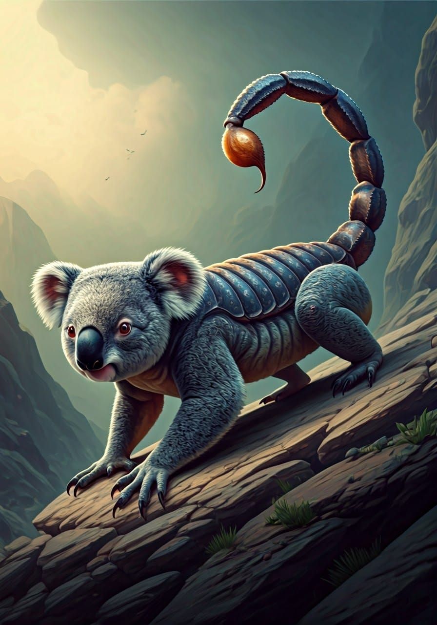 Koala Scorpion Hybrid Creature Concept Art