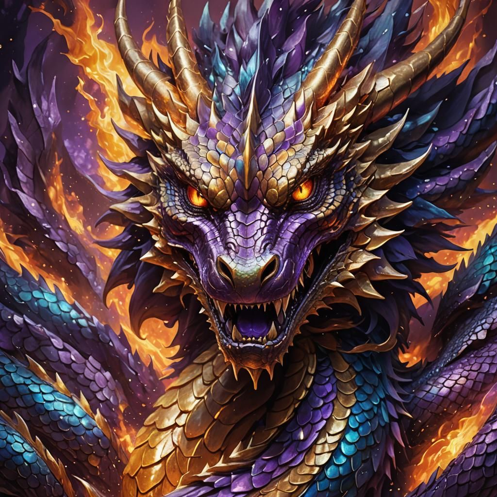 Majestic Dragon Face in Hyperrealistic Concept Art