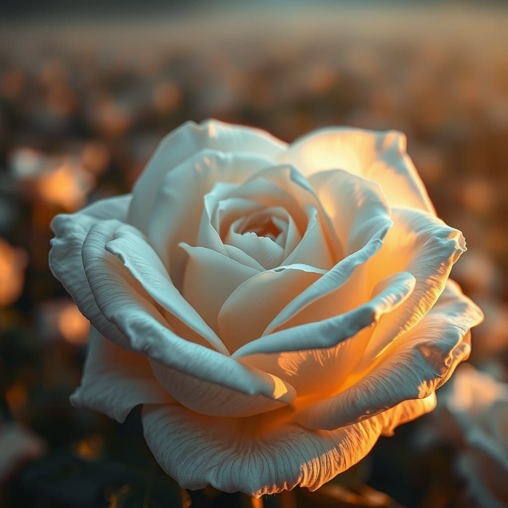 Hyperrealistic White Rose with Ethereal Lighting