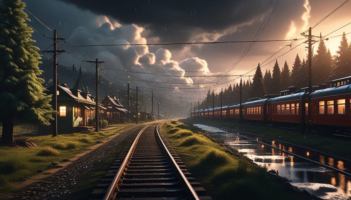 Train Journey Through Christmas Villages: 3D Rendered Art