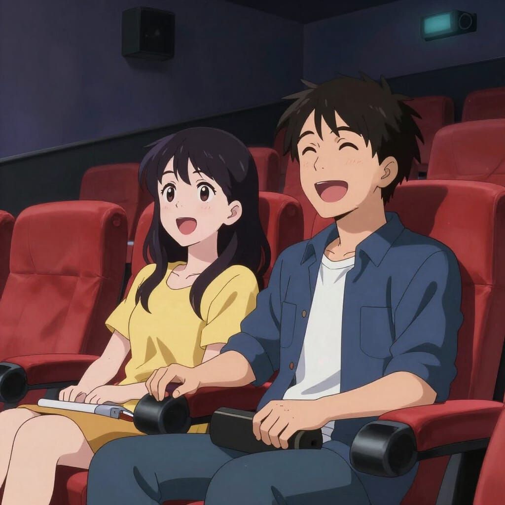 Anime Couple Enjoys Movie Night at the Theater
