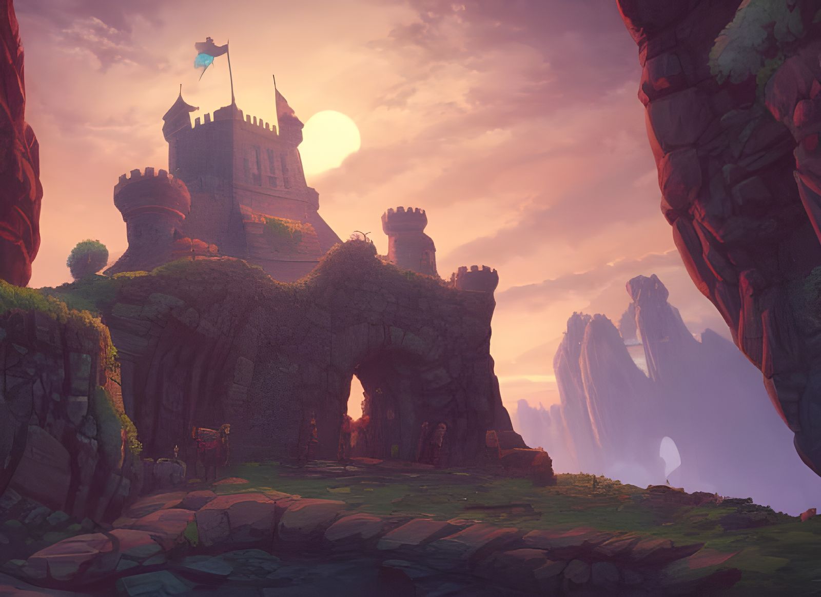 Whimsical Castle for Lost Dogs in Cartoon Style