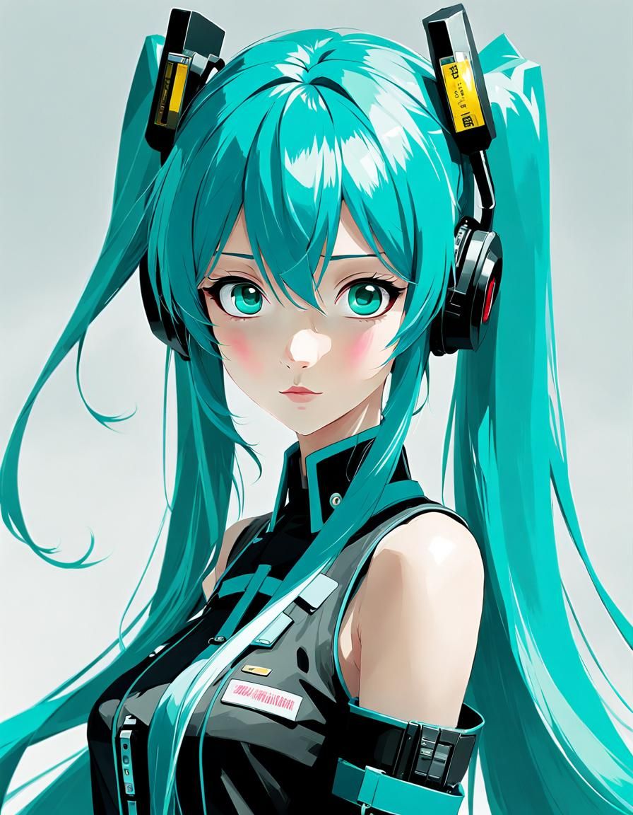 Anime Portrait of Hatsune Miku in Video Game Style