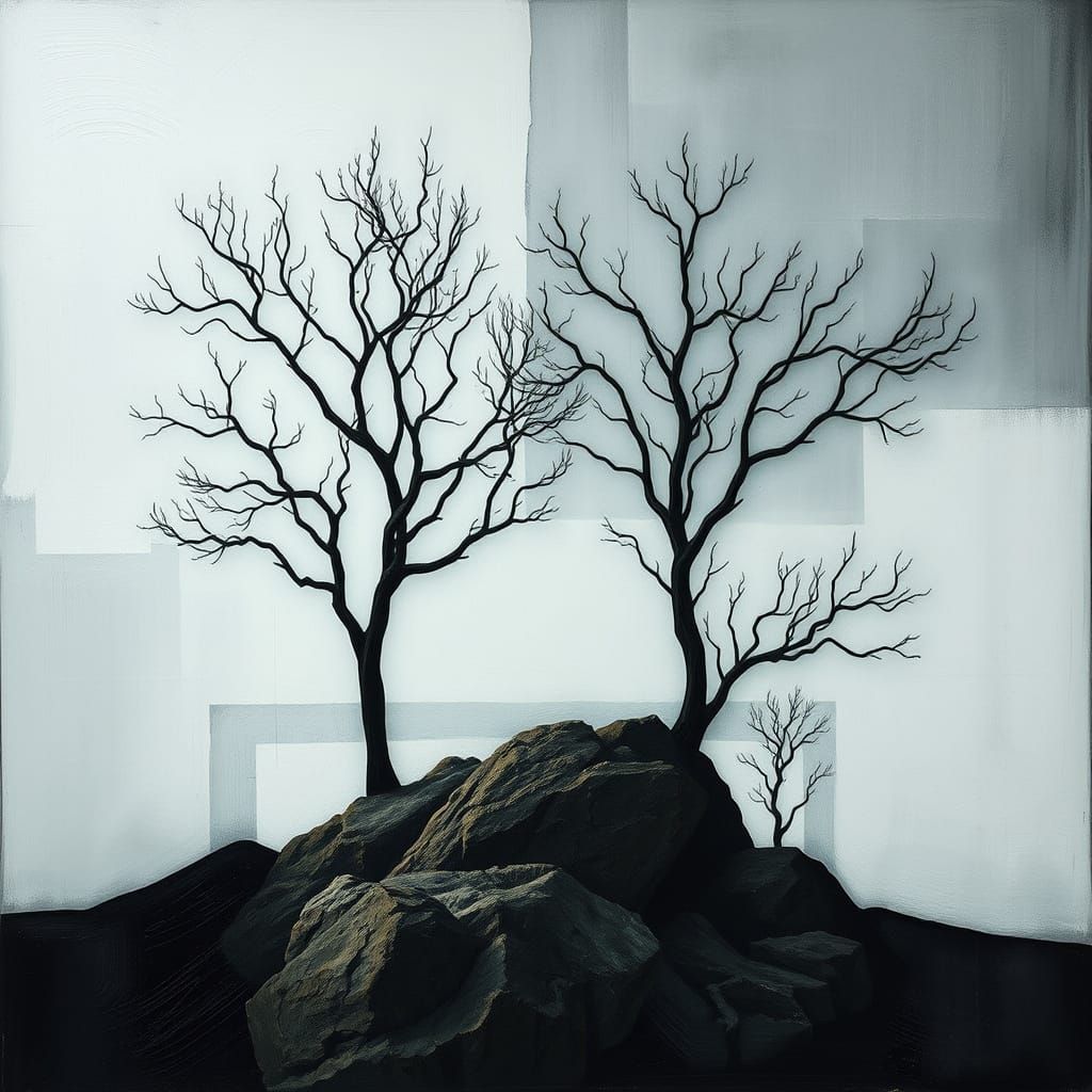 Abstract Human Form in Surrealistic Landscape