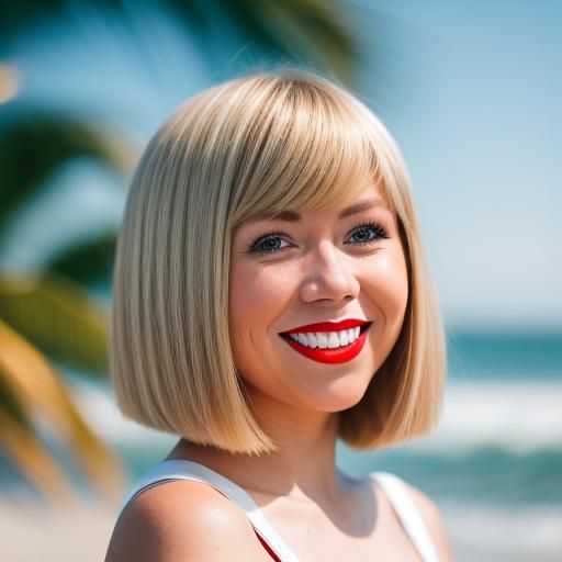 Blonde Bob Beauty at the Beach: Professional Photography
