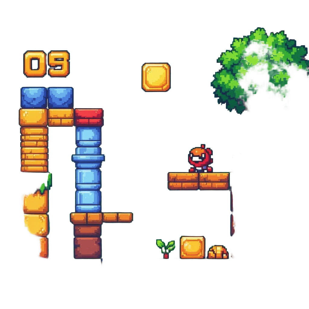 Retro Pixel Art 2D Platformer Game Level Design