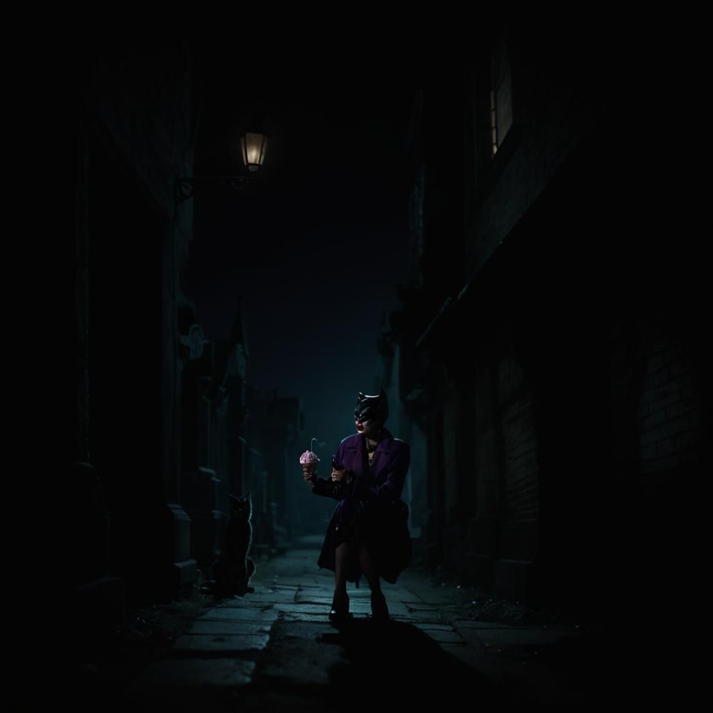 Catwoman's Graveyard Treat: A Film Noir Scene