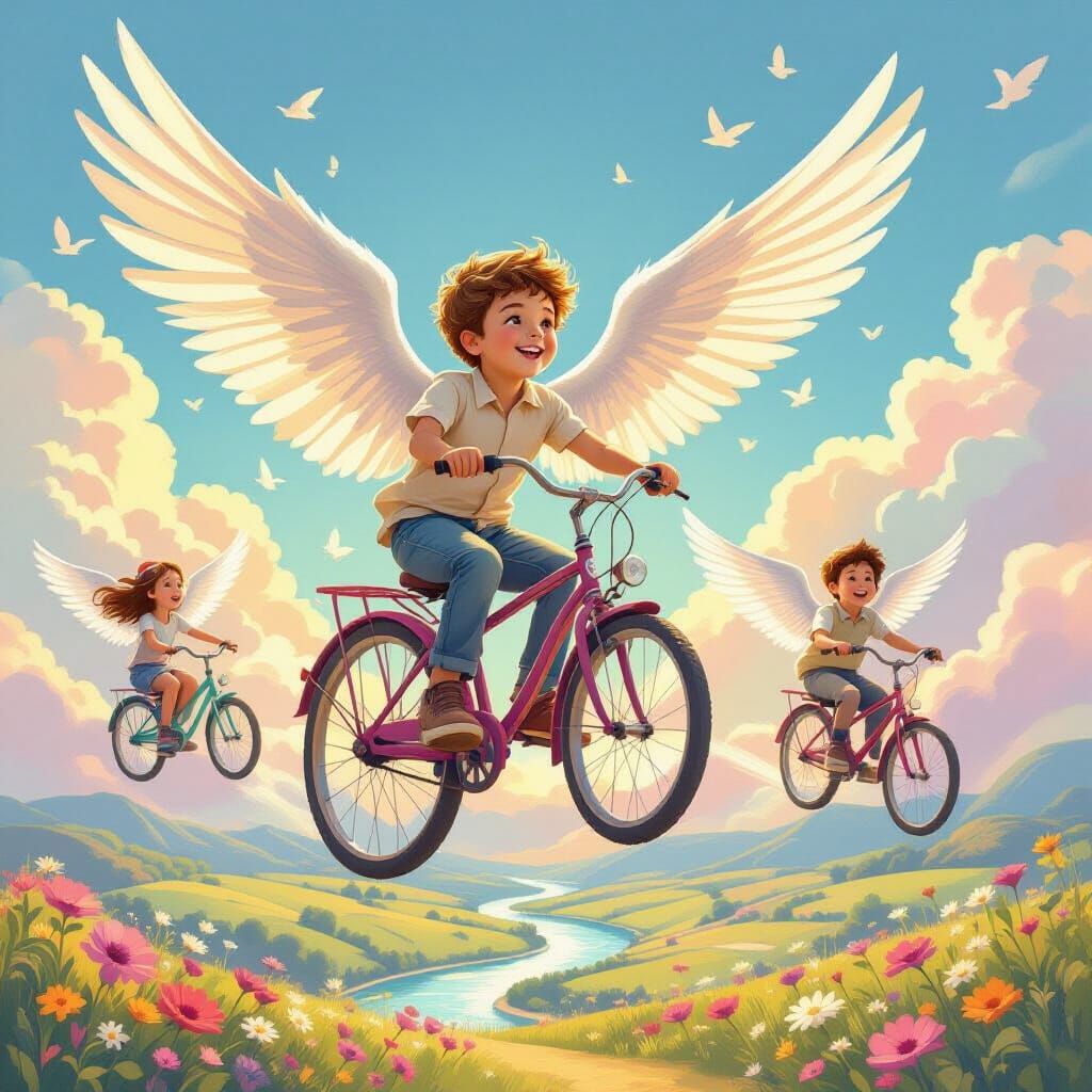 Up above the fields, they flew together—brave and free.