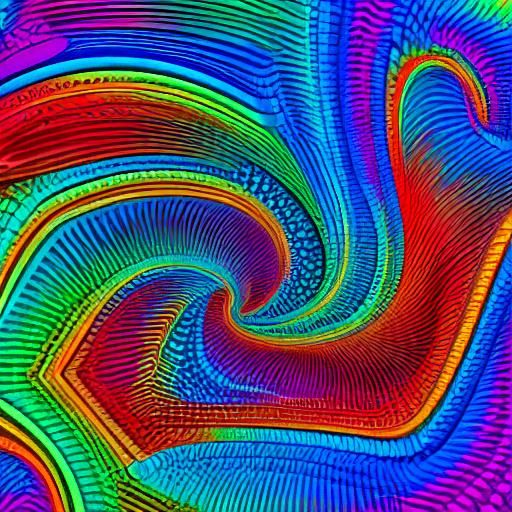 Rainbow Synthwave 2099 Landscape with Black Outlines