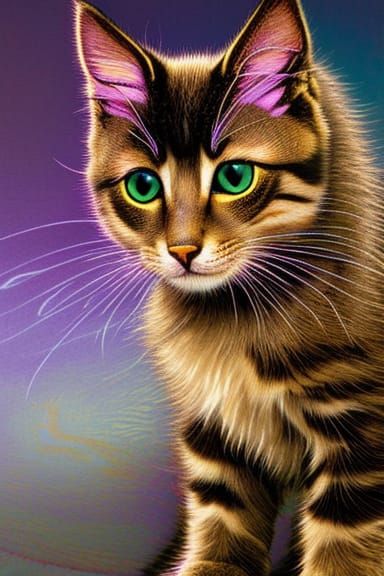 Aetherpunk Portrait of a Cute Baby Cat