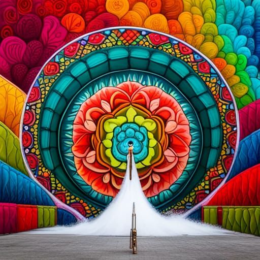 Floral Mandala with Rose in Graffiti Art Style