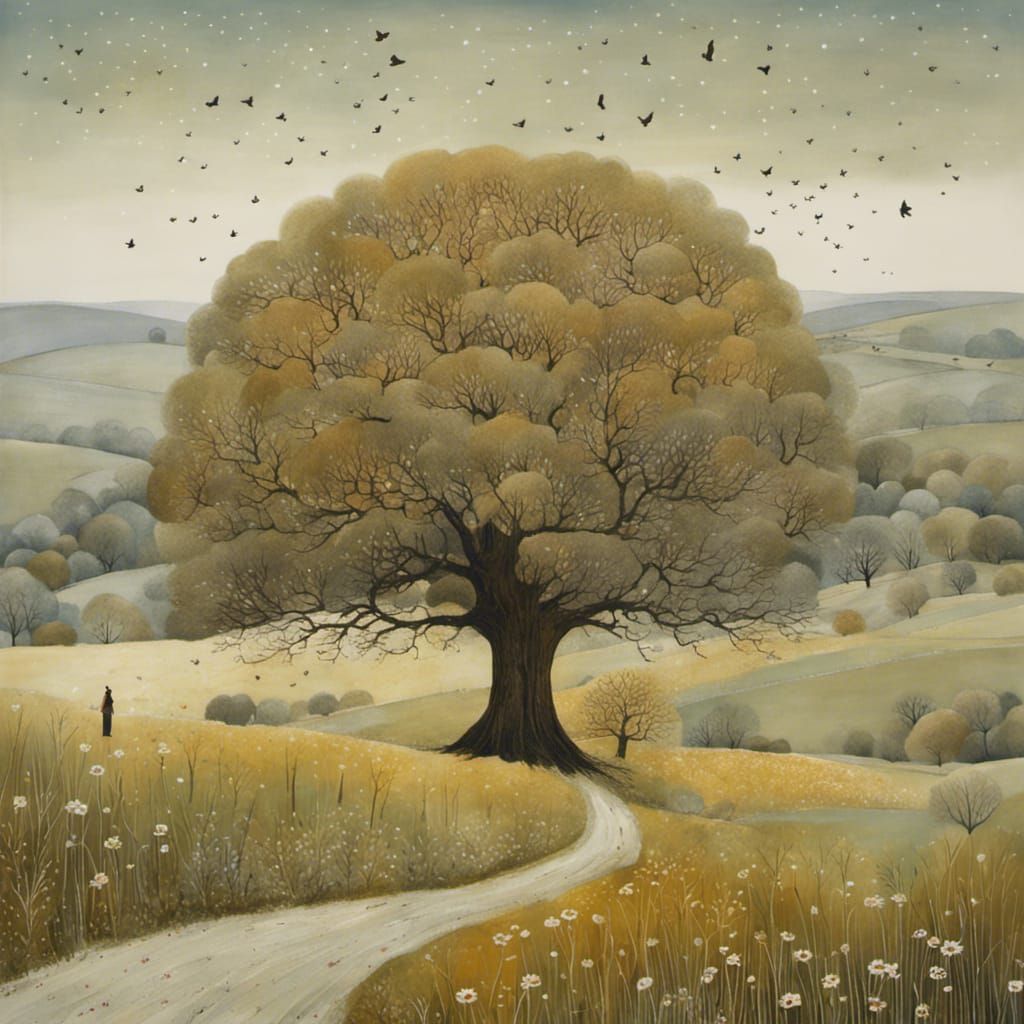 Fairytale Tree in Desolate Landscape