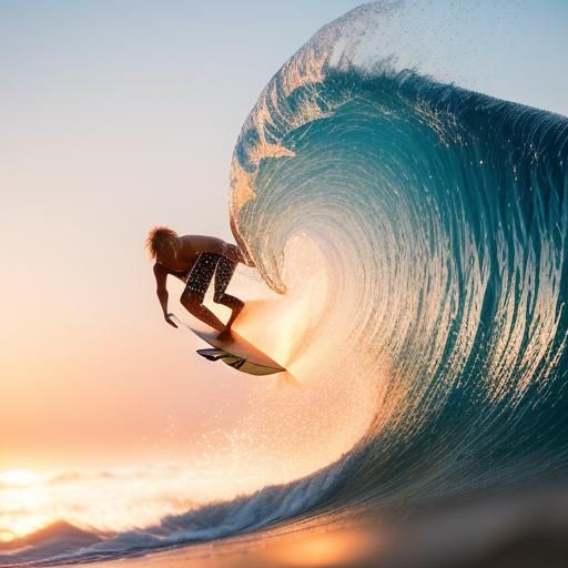 Surfer Rides Sunset Wave: Professional Beach Photography