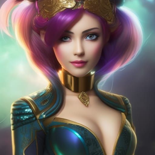 Colorful Anime Girl Portrait in Hyperdetailed Style