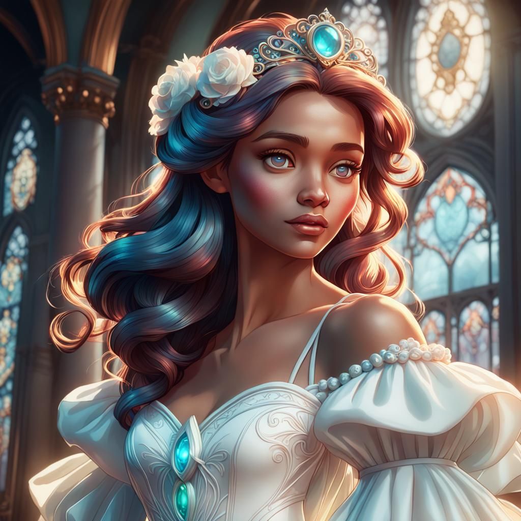 Ariel in Wedding Dress: Hyperdetailed Portrait