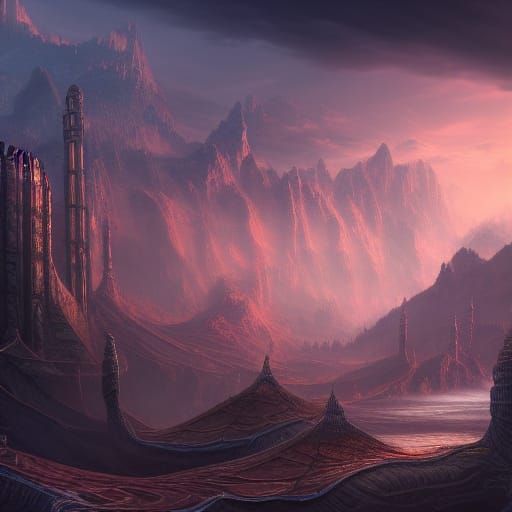 Fantastical Matte Painting in Deep Color, 8K