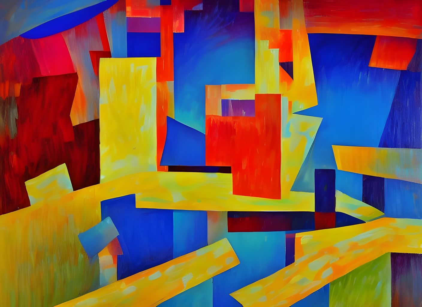 Colorful Geometric Abstraction in Neo-Cubism Art Deco Style