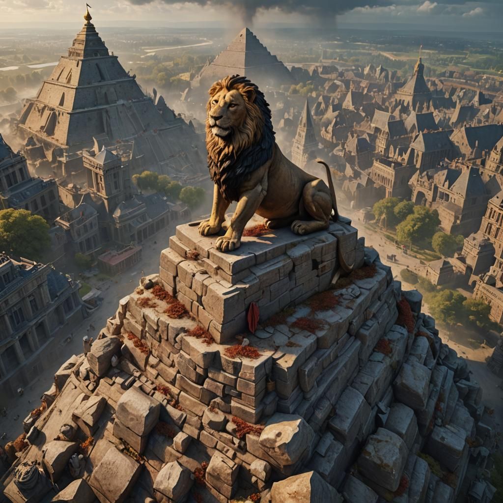 Waterloo Lion on top of a pyramid in Belgium