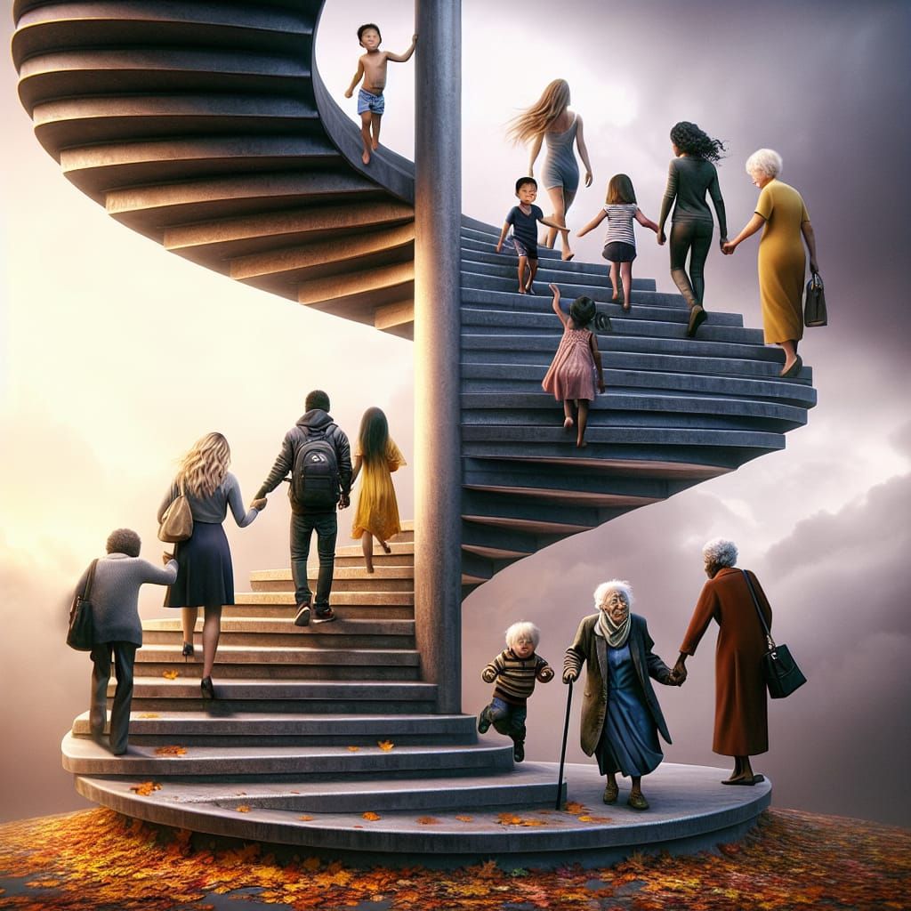 Life's Journey: A Floating Spiral Staircase