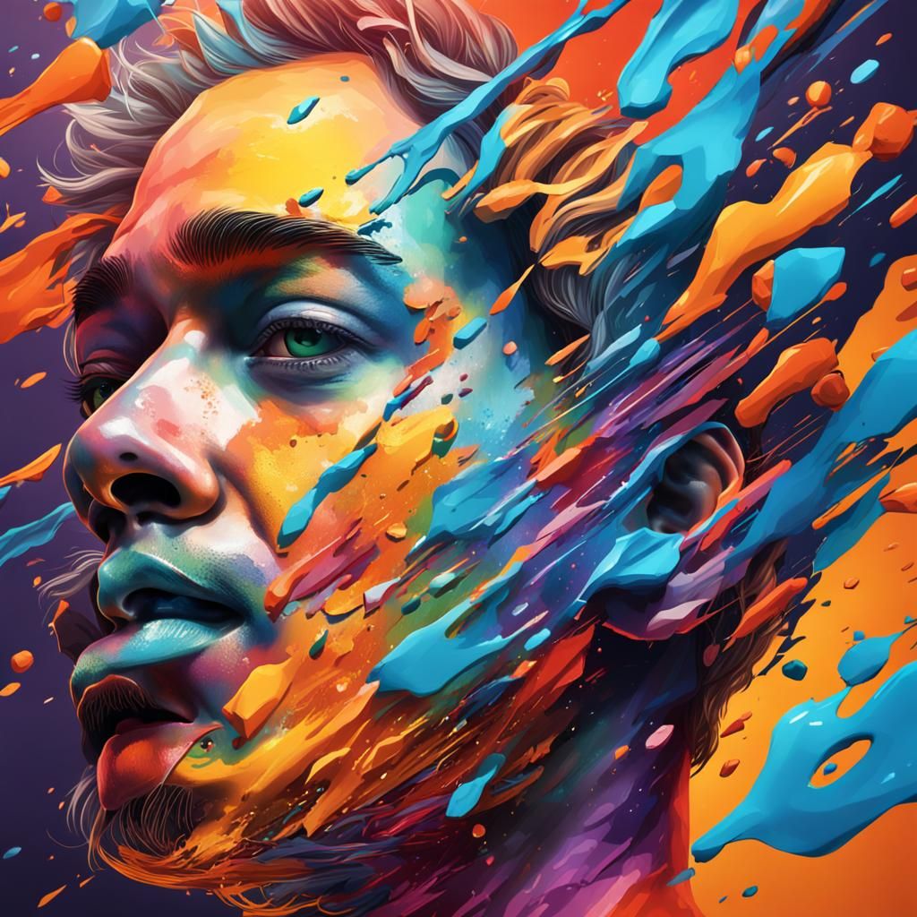 Hyperrealistic Splash Art Portrait with Dramatic Lighting